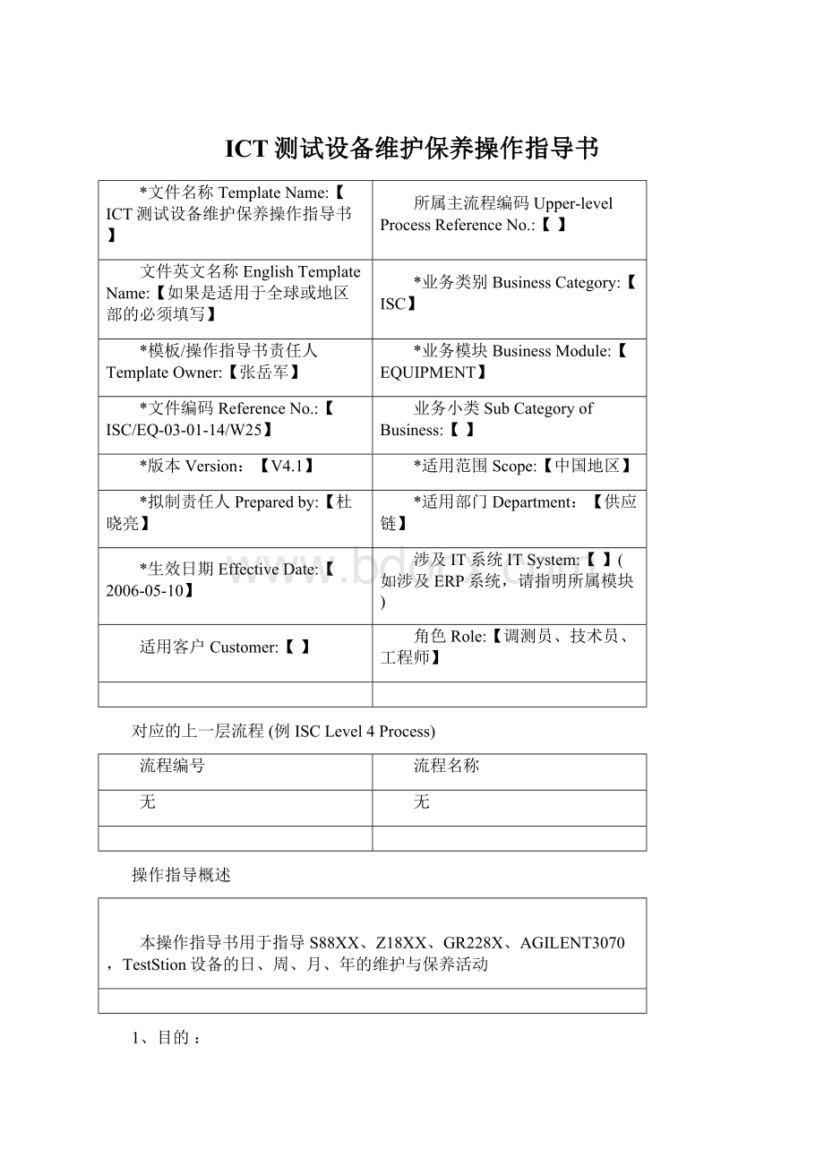 ICT测试设备维护保养操作指导书.docx_第1页