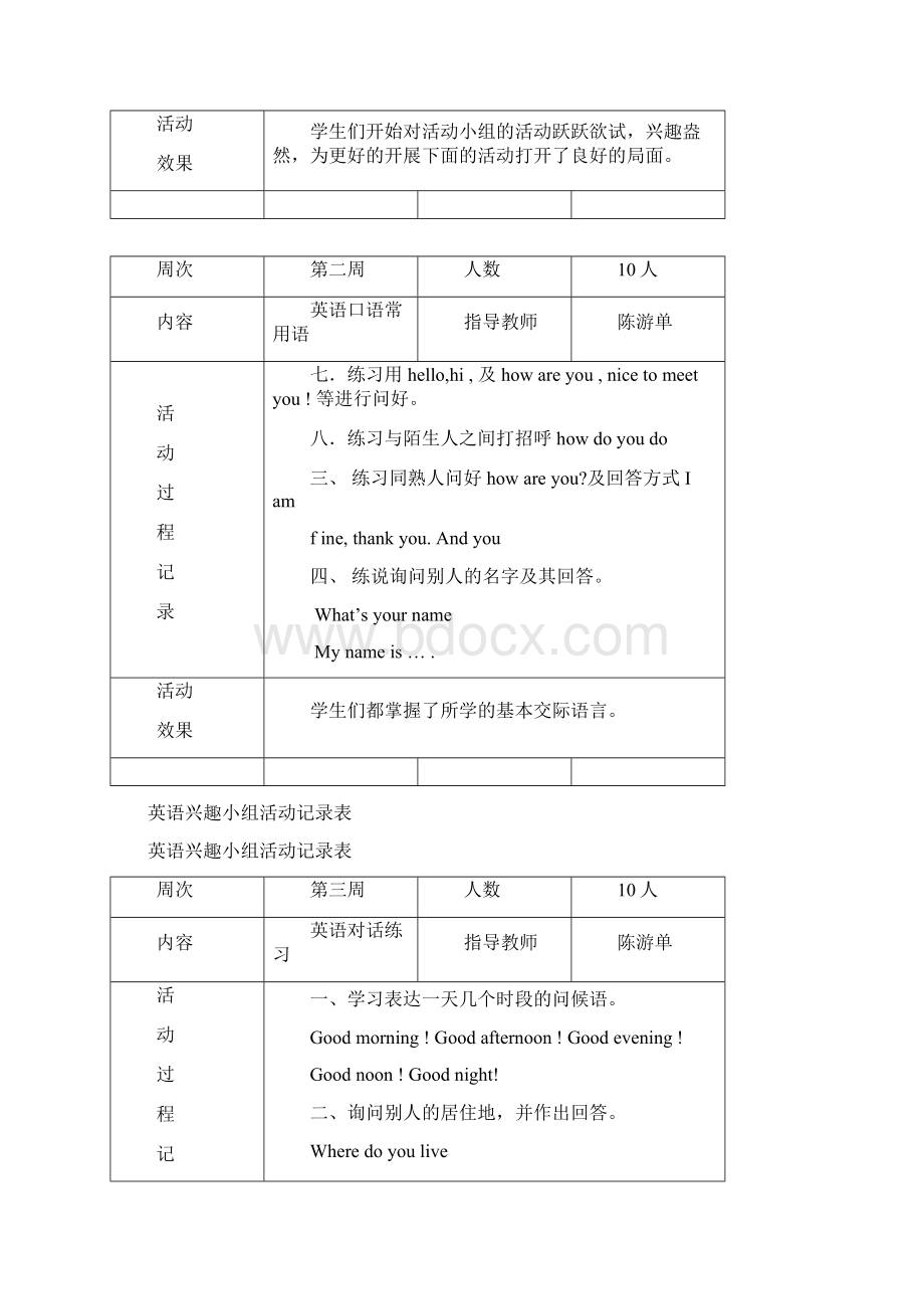 小学英语兴趣小组活动记录表完整版.docx_第2页