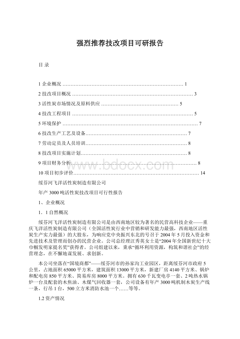 强烈推荐技改项目可研报告.docx_第1页