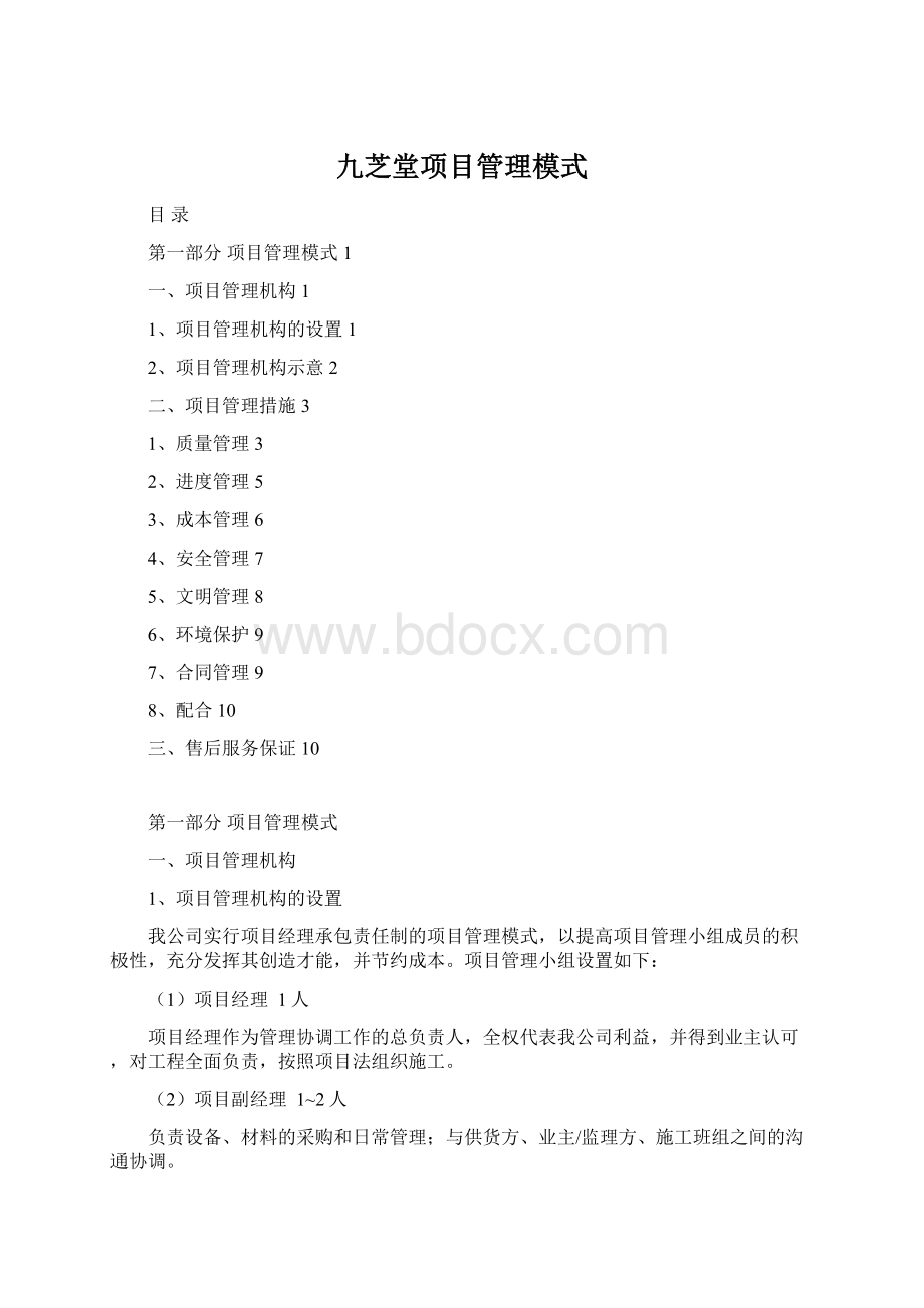 九芝堂项目管理模式.docx_第1页