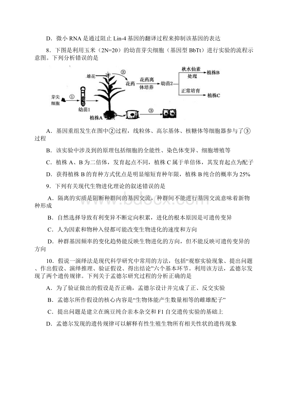 南京师大附中高三模拟考试生物及答案.docx_第3页