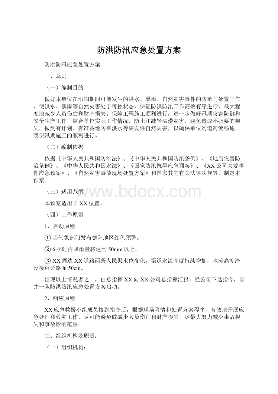 防洪防汛应急处置方案.docx_第1页