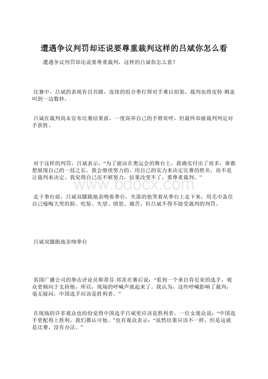 遭遇争议判罚却还说要尊重裁判这样的吕斌你怎么看.docx_第1页