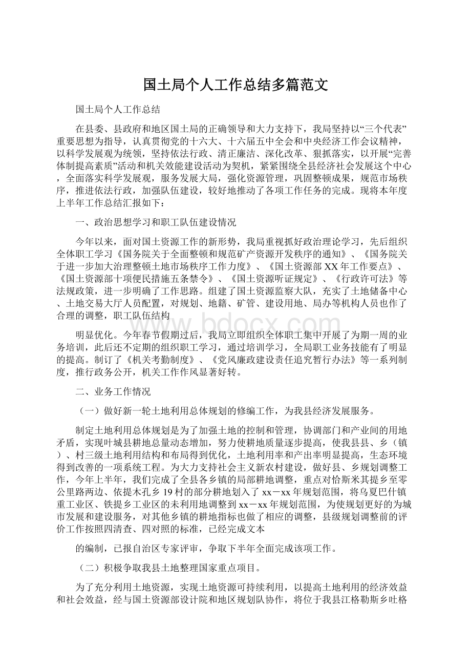 国土局个人工作总结多篇范文.docx