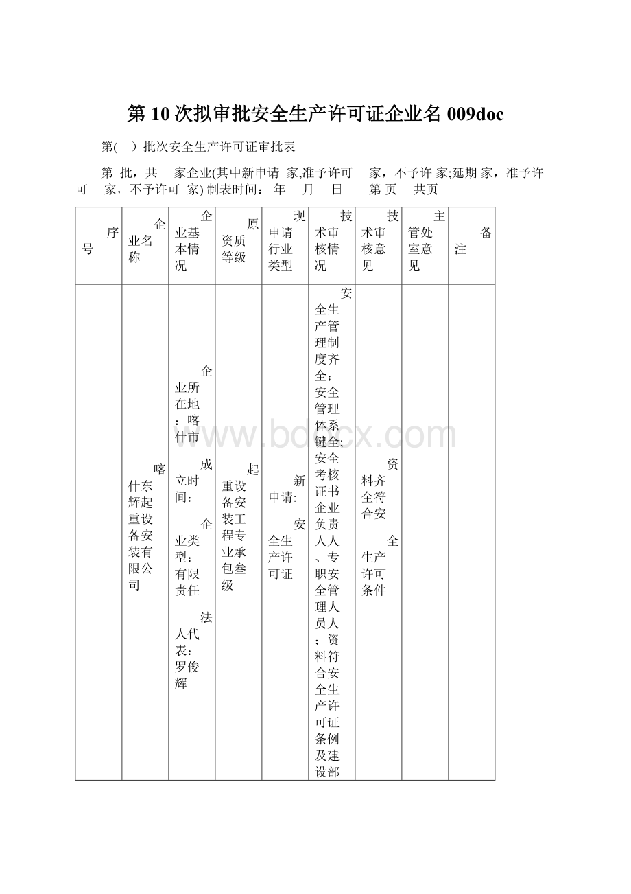 第10次拟审批安全生产许可证企业名009doc.docx