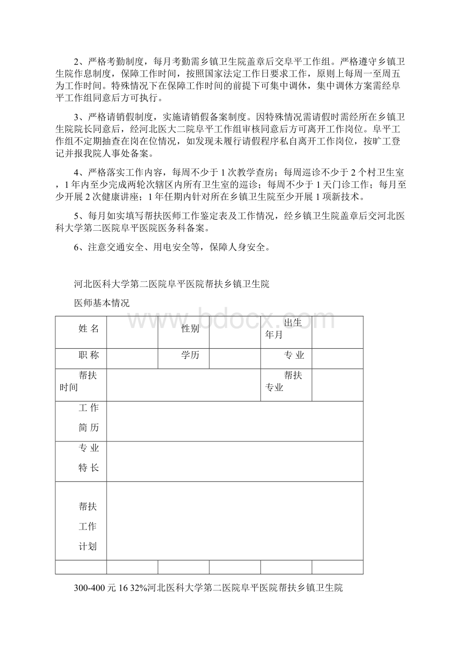 春雨工程下乡帮扶医师工作考核表备课讲稿.docx_第2页