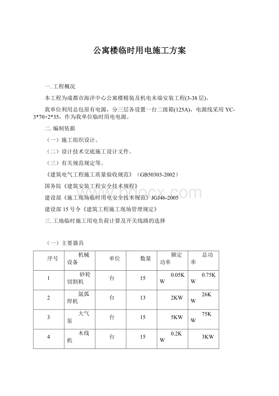 公寓楼临时用电施工方案.docx_第1页