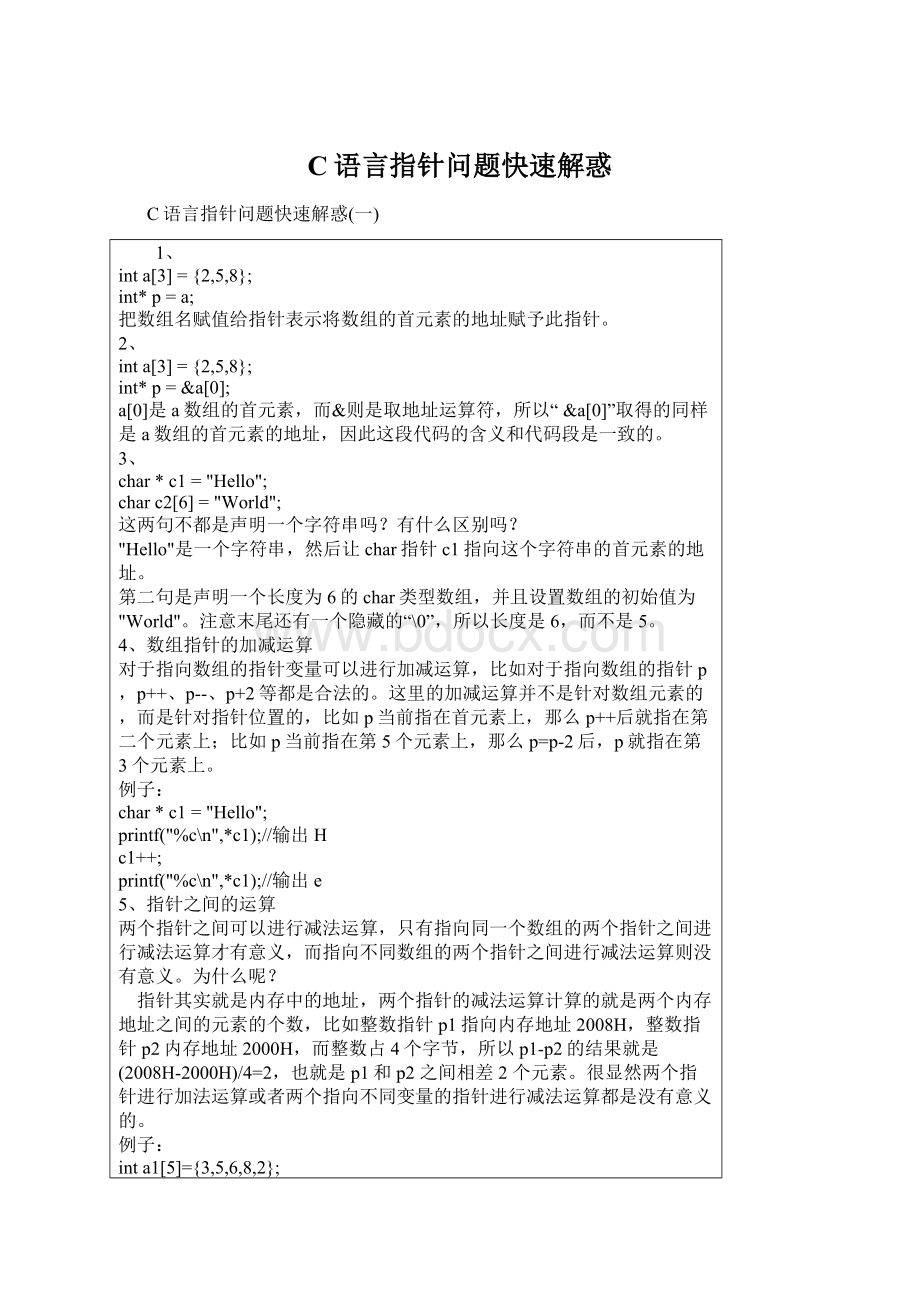 C语言指针问题快速解惑.docx_第1页