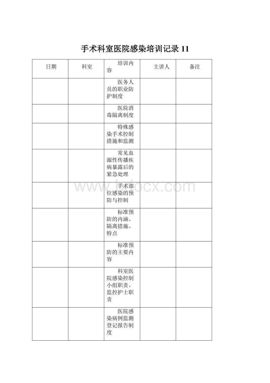 手术科室医院感染培训记录11.docx