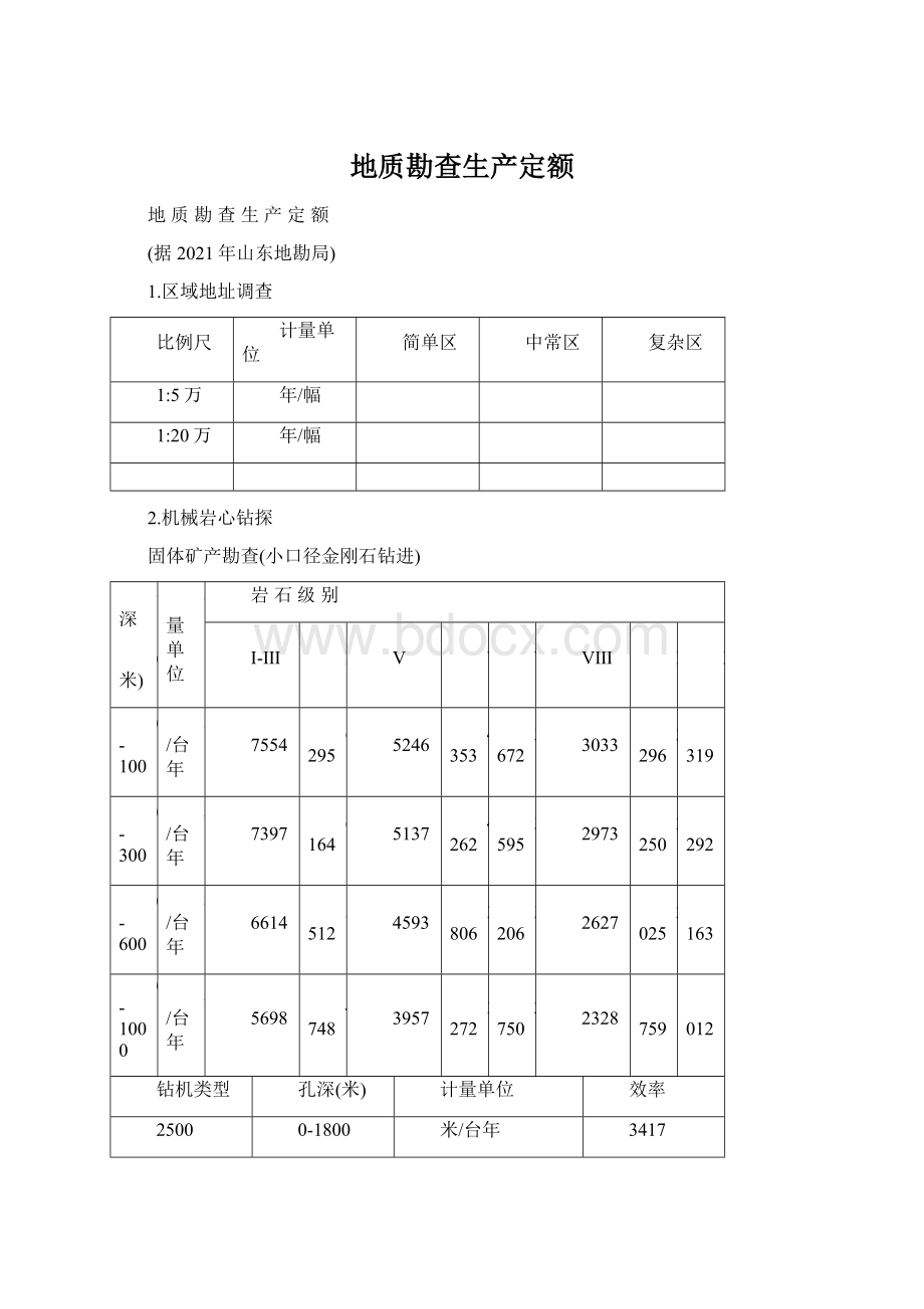 地质勘查生产定额.docx_第1页