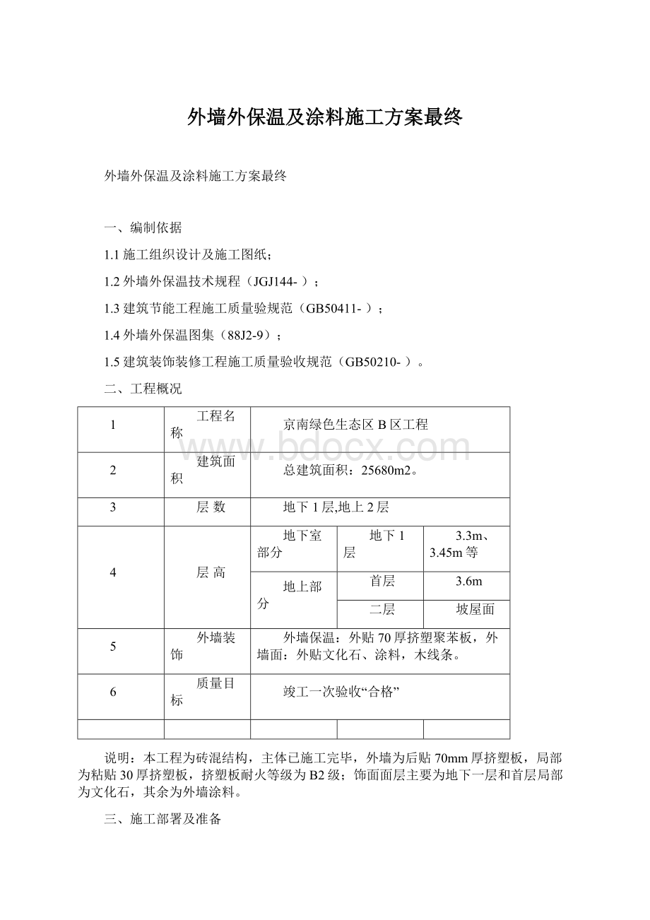 外墙外保温及涂料施工方案最终.docx