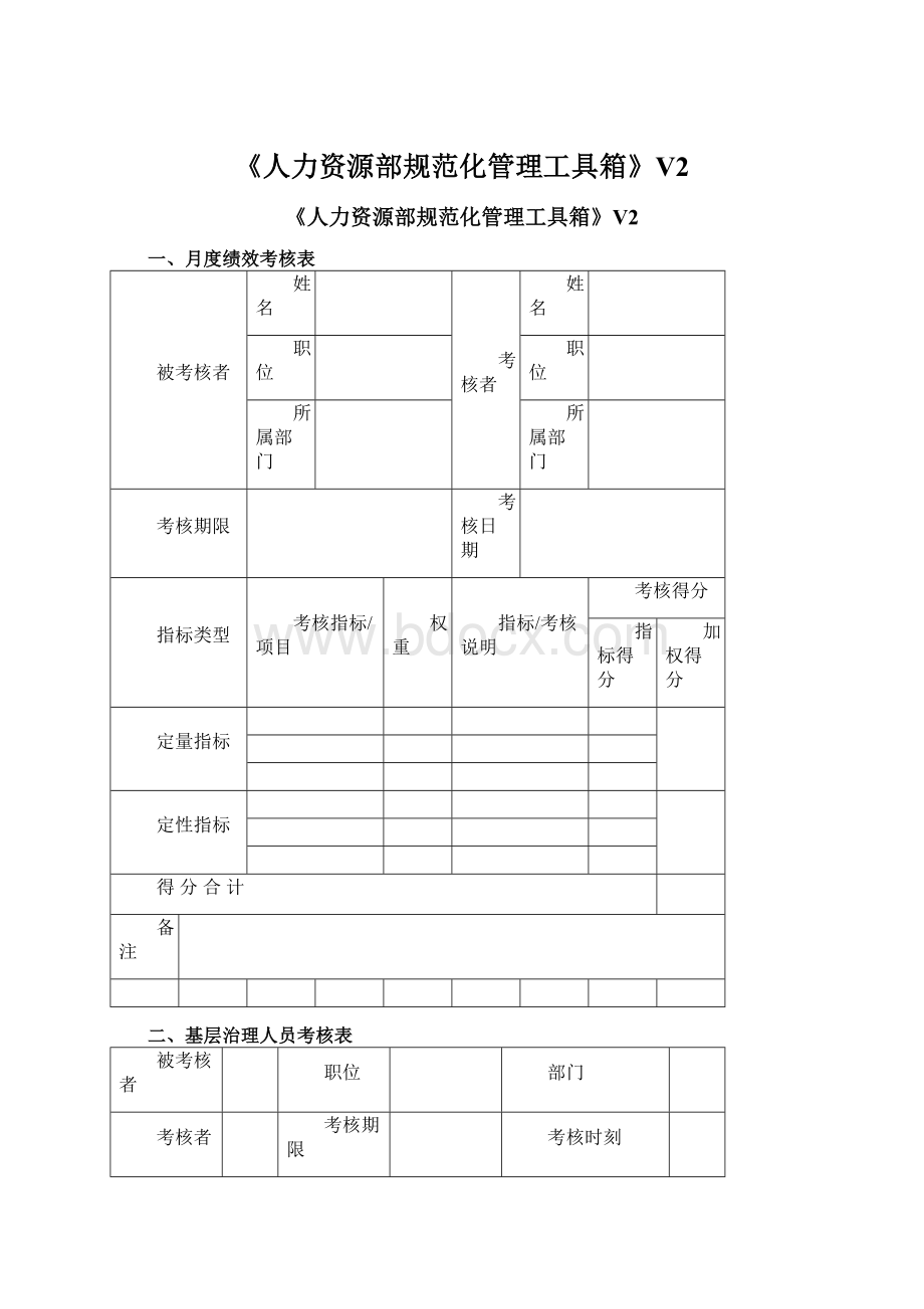 《人力资源部规范化管理工具箱》V2.docx_第1页