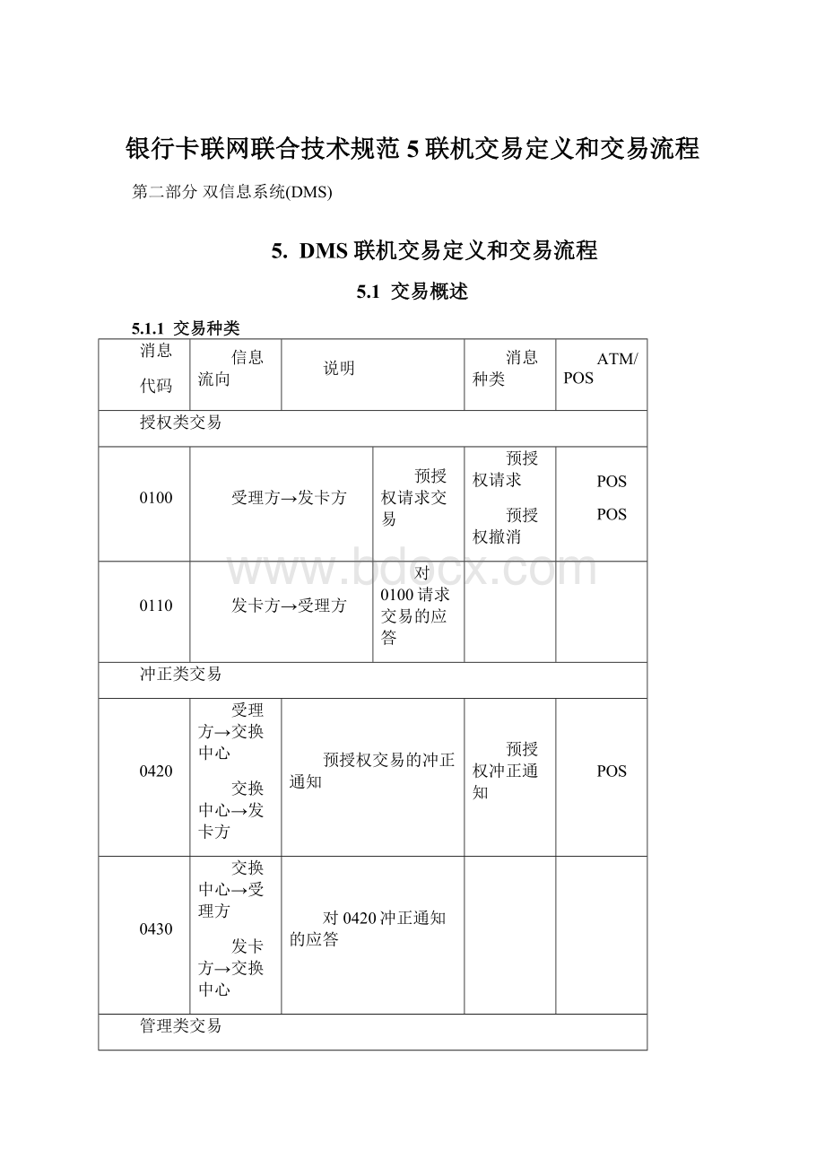 银行卡联网联合技术规范5联机交易定义和交易流程.docx_第1页