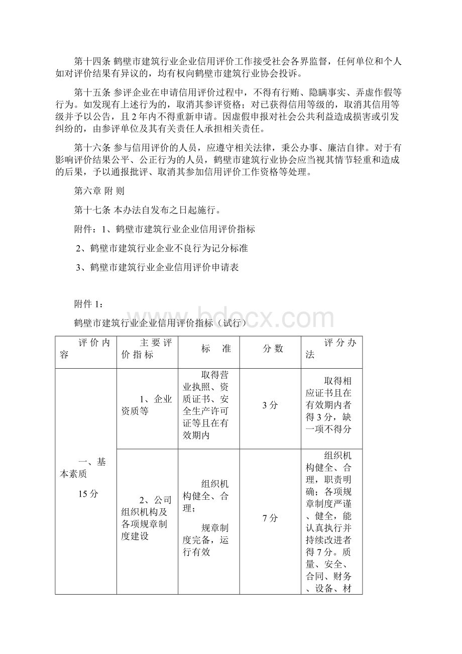 鹤壁市建筑行业企业信用评价办法试行.docx_第3页