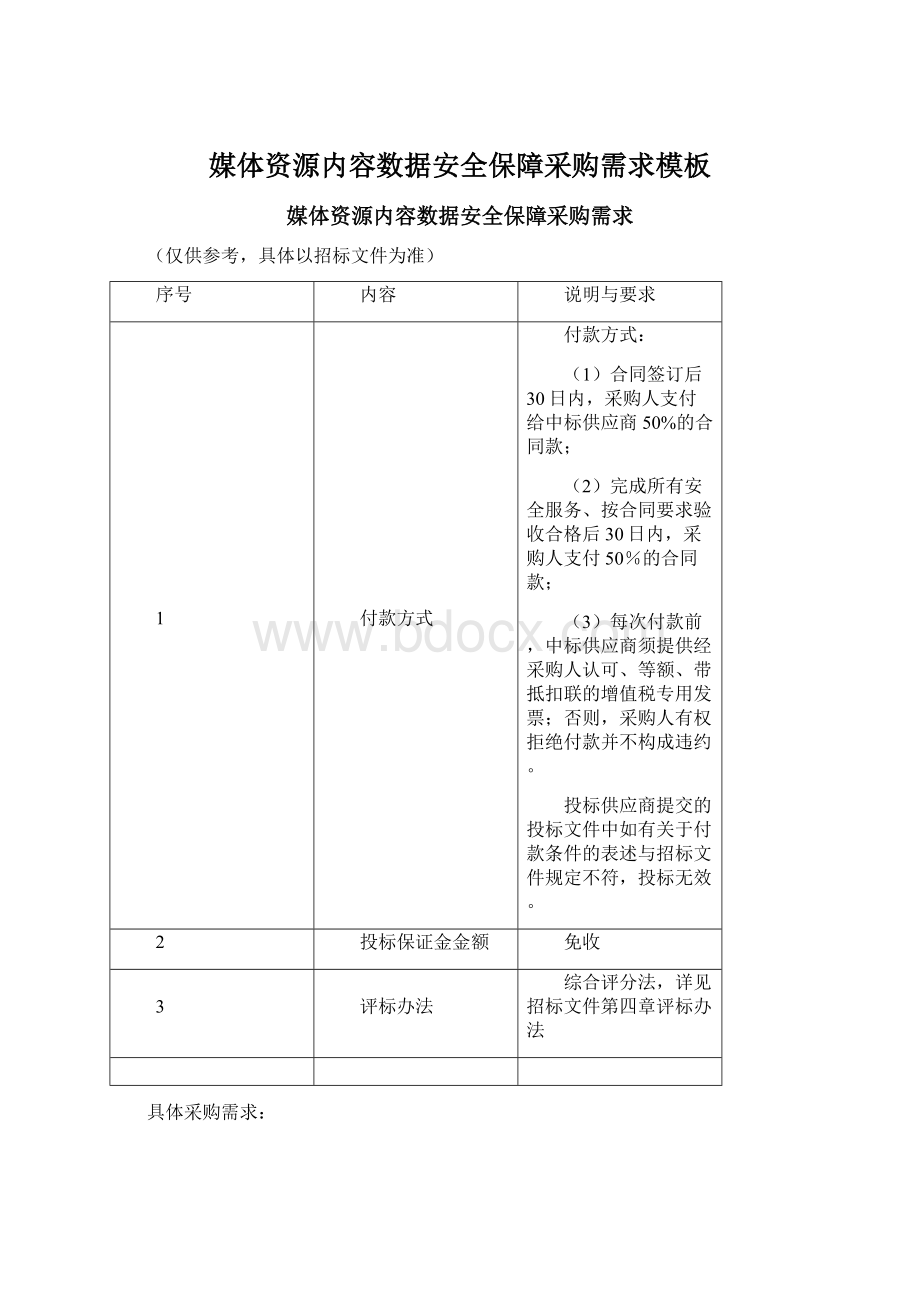 媒体资源内容数据安全保障采购需求模板.docx