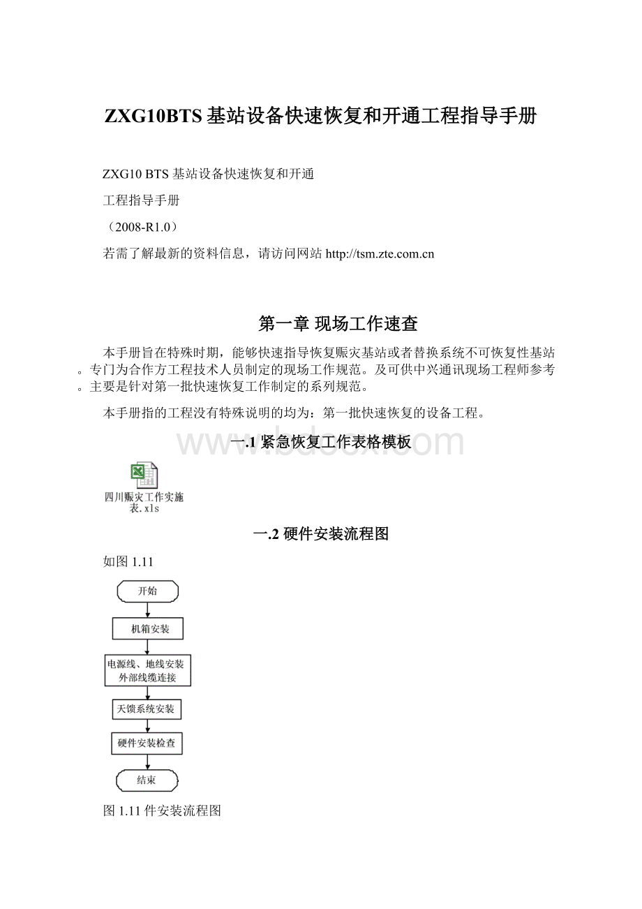 ZXG10BTS基站设备快速恢复和开通工程指导手册.docx_第1页