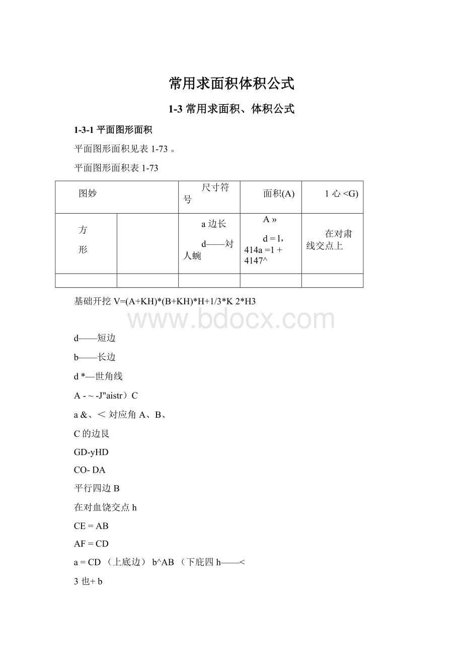 常用求面积体积公式.docx