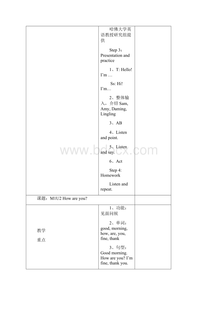 外研版三年级起三年级上册英语教案.docx_第2页