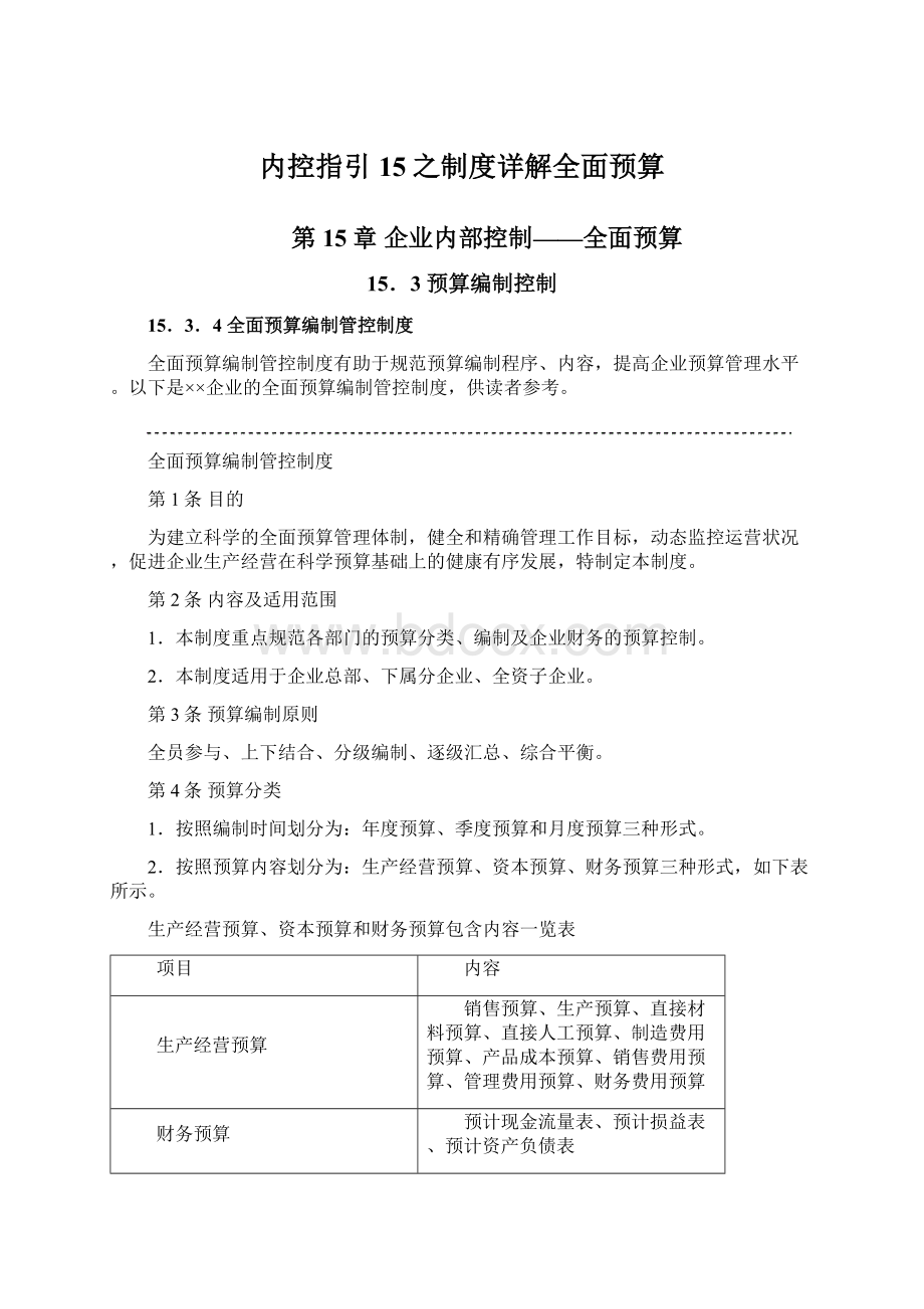 内控指引15之制度详解全面预算.docx_第1页