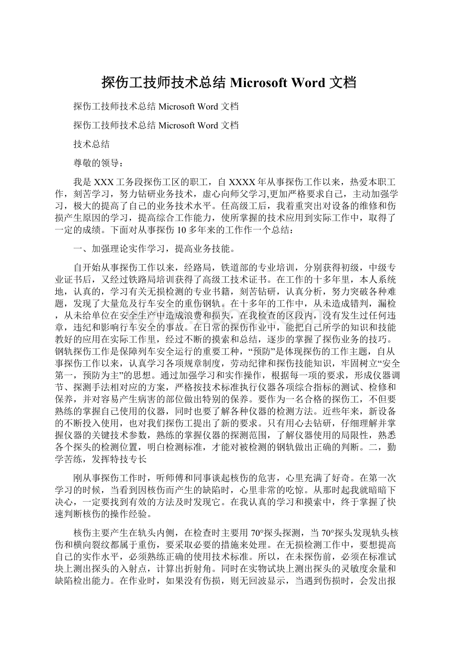 探伤工技师技术总结 Microsoft Word 文档.docx