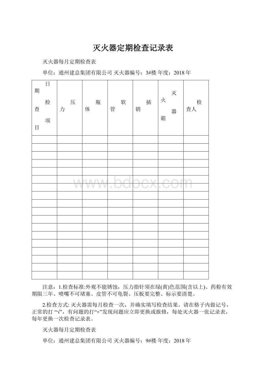 灭火器定期检查记录表.docx