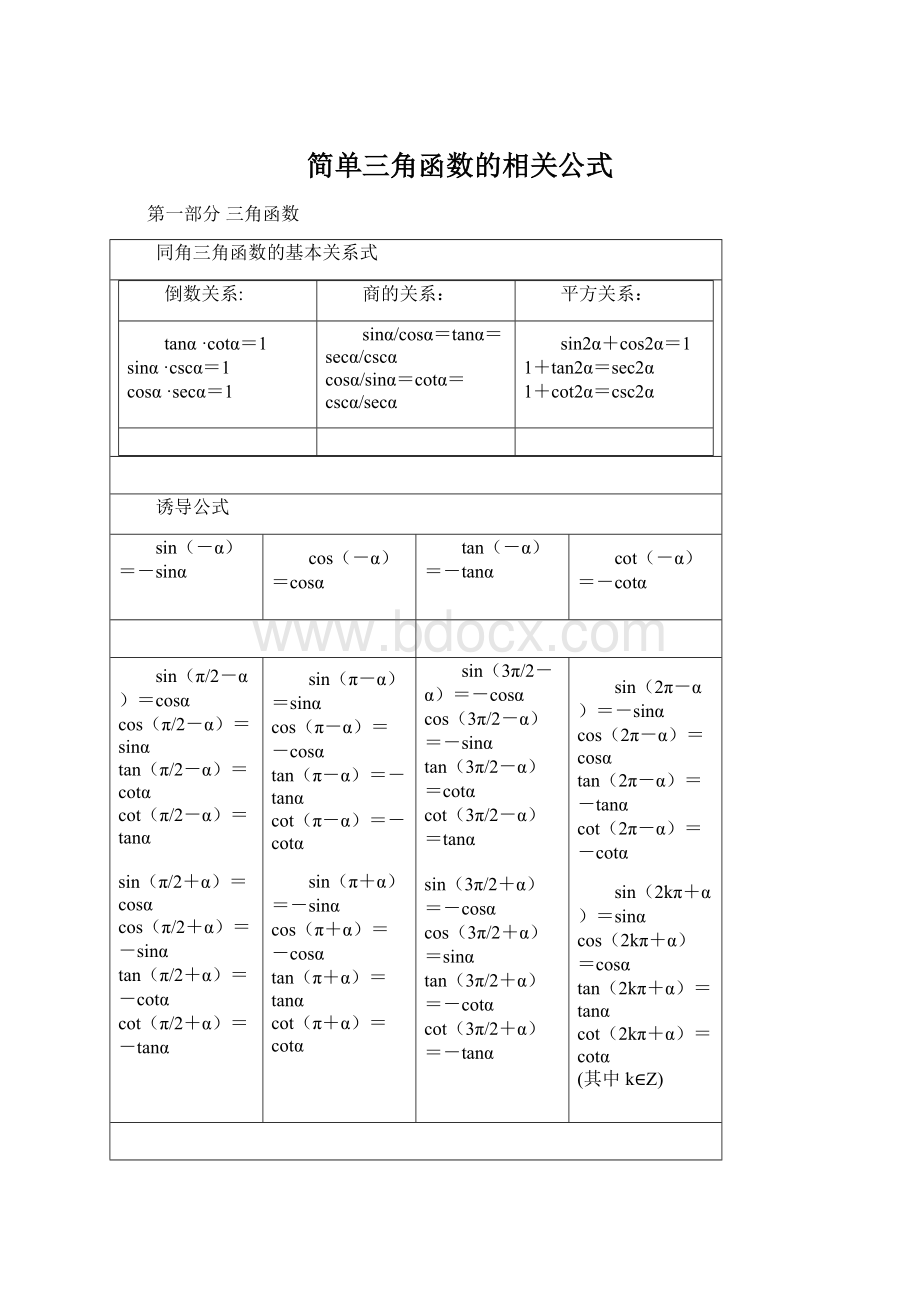 简单三角函数的相关公式.docx_第1页