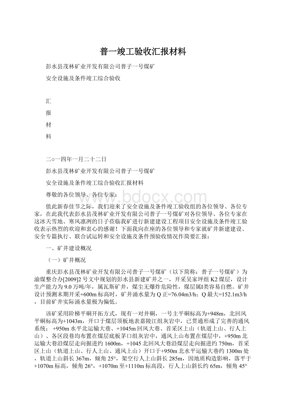 普一竣工验收汇报材料.docx