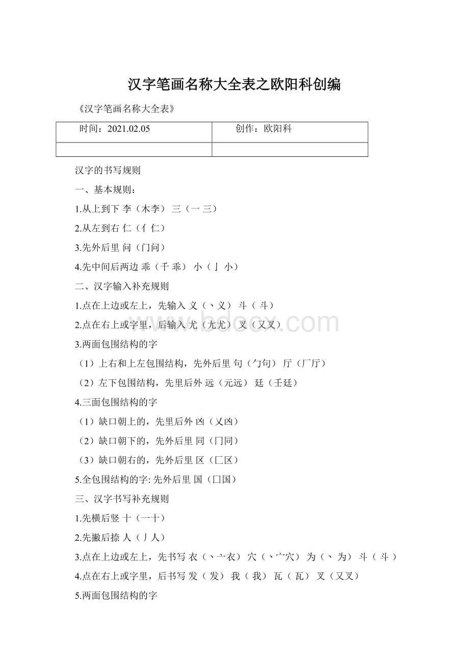 汉字笔画名称大全表之欧阳科创编.docx