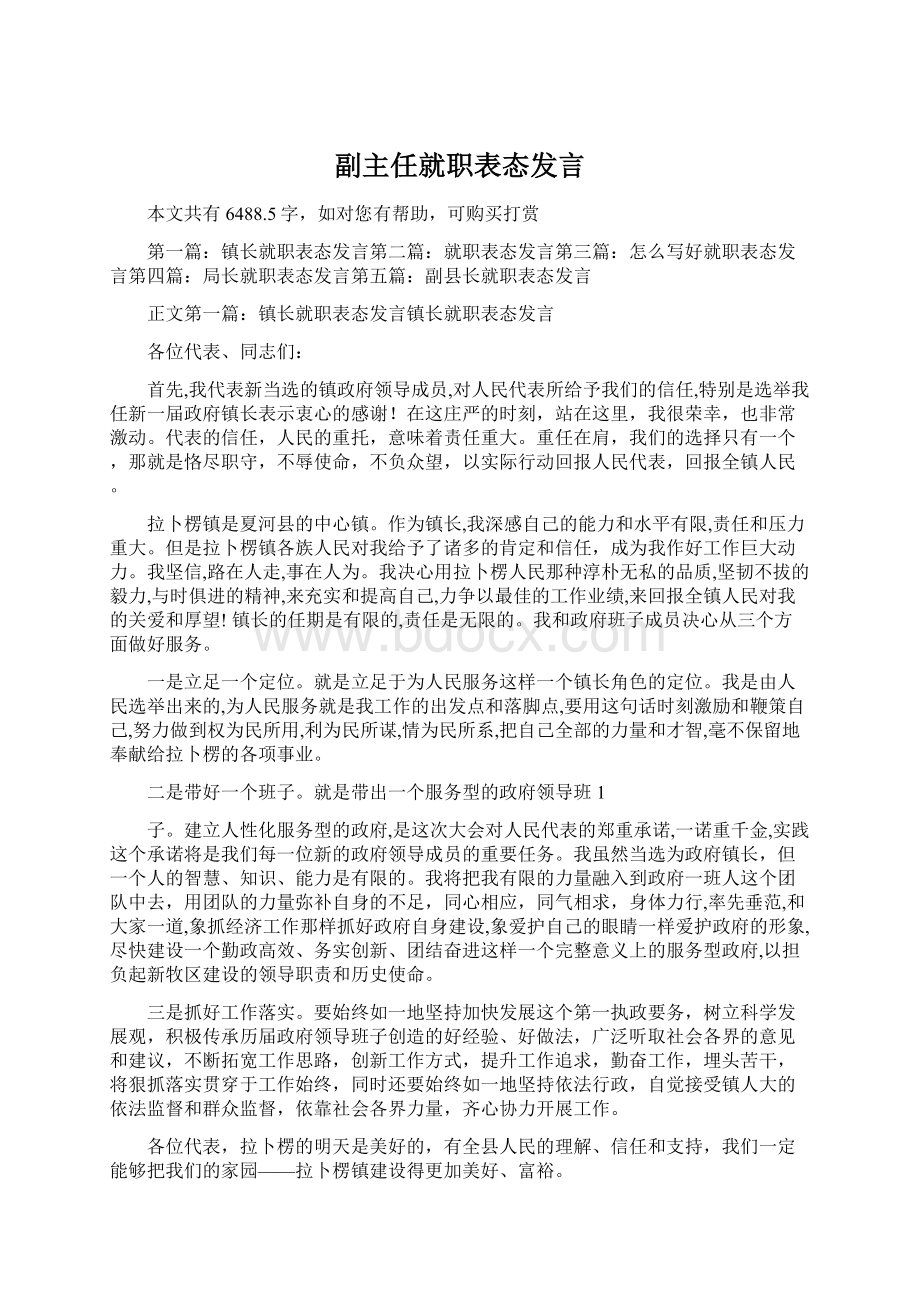 副主任就职表态发言.docx_第1页