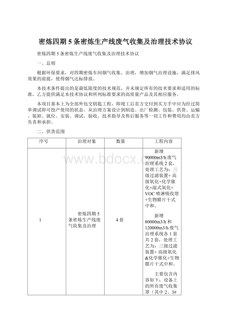 密炼四期5条密炼生产线废气收集及治理技术协议.docx_第1页