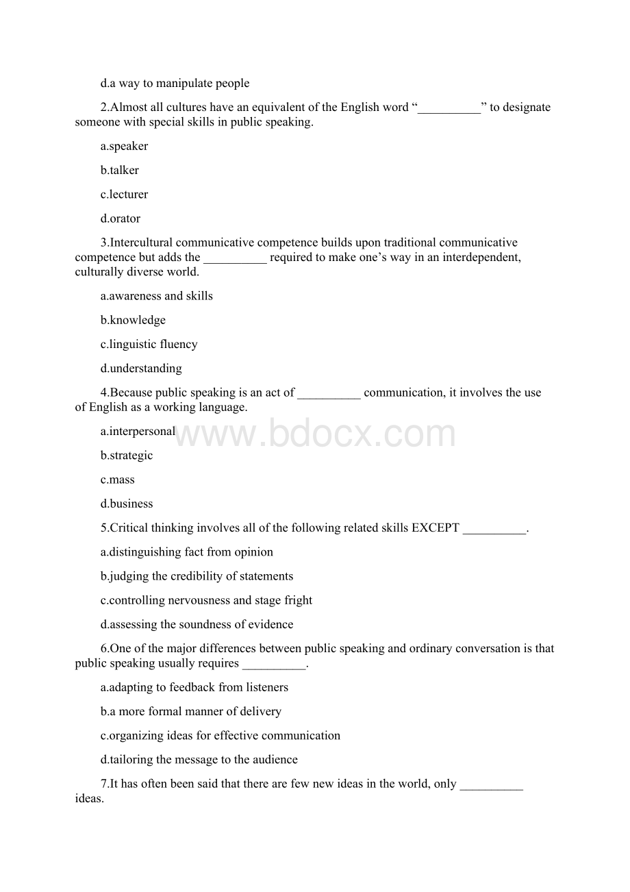 最新A3Test Bank Part IIChapter 1 Speaking in Public.docx_第2页