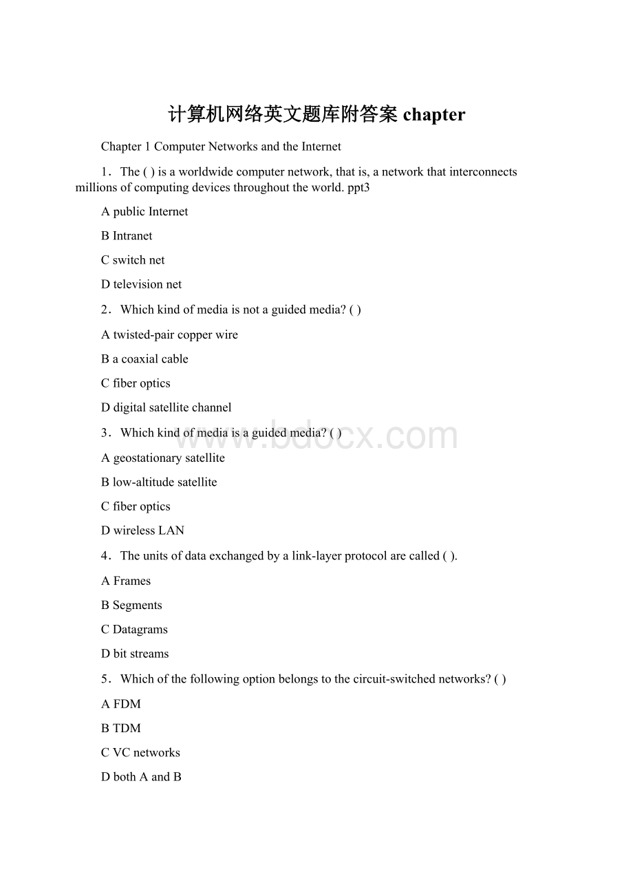 计算机网络英文题库附答案chapter.docx_第1页