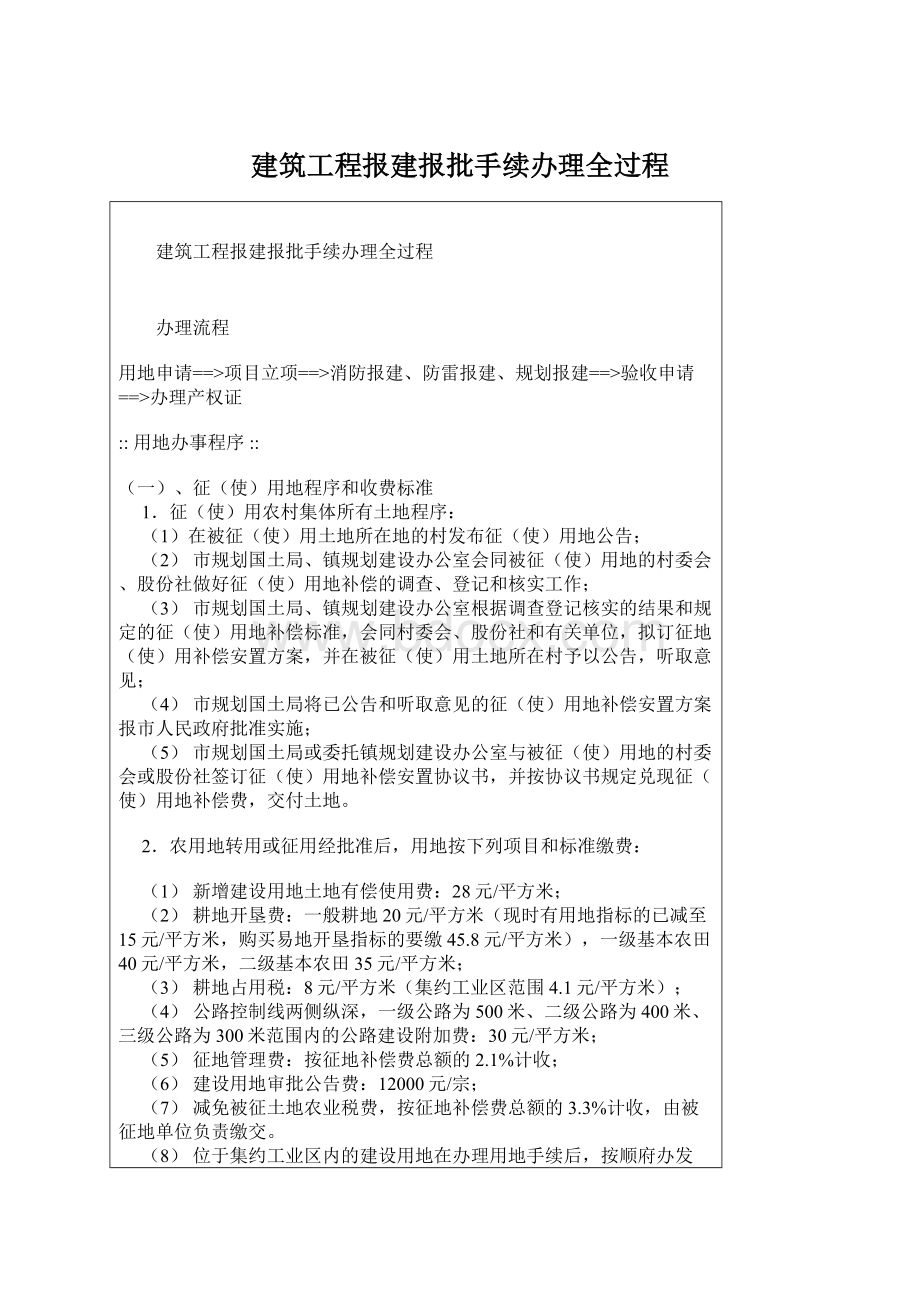 建筑工程报建报批手续办理全过程.docx_第1页