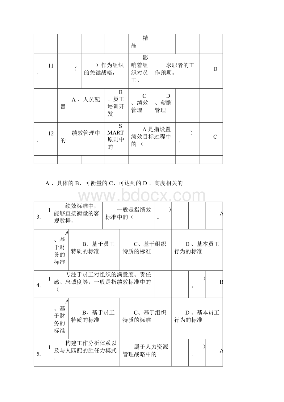 电大人力资源管理选择题判断题doc.docx_第3页