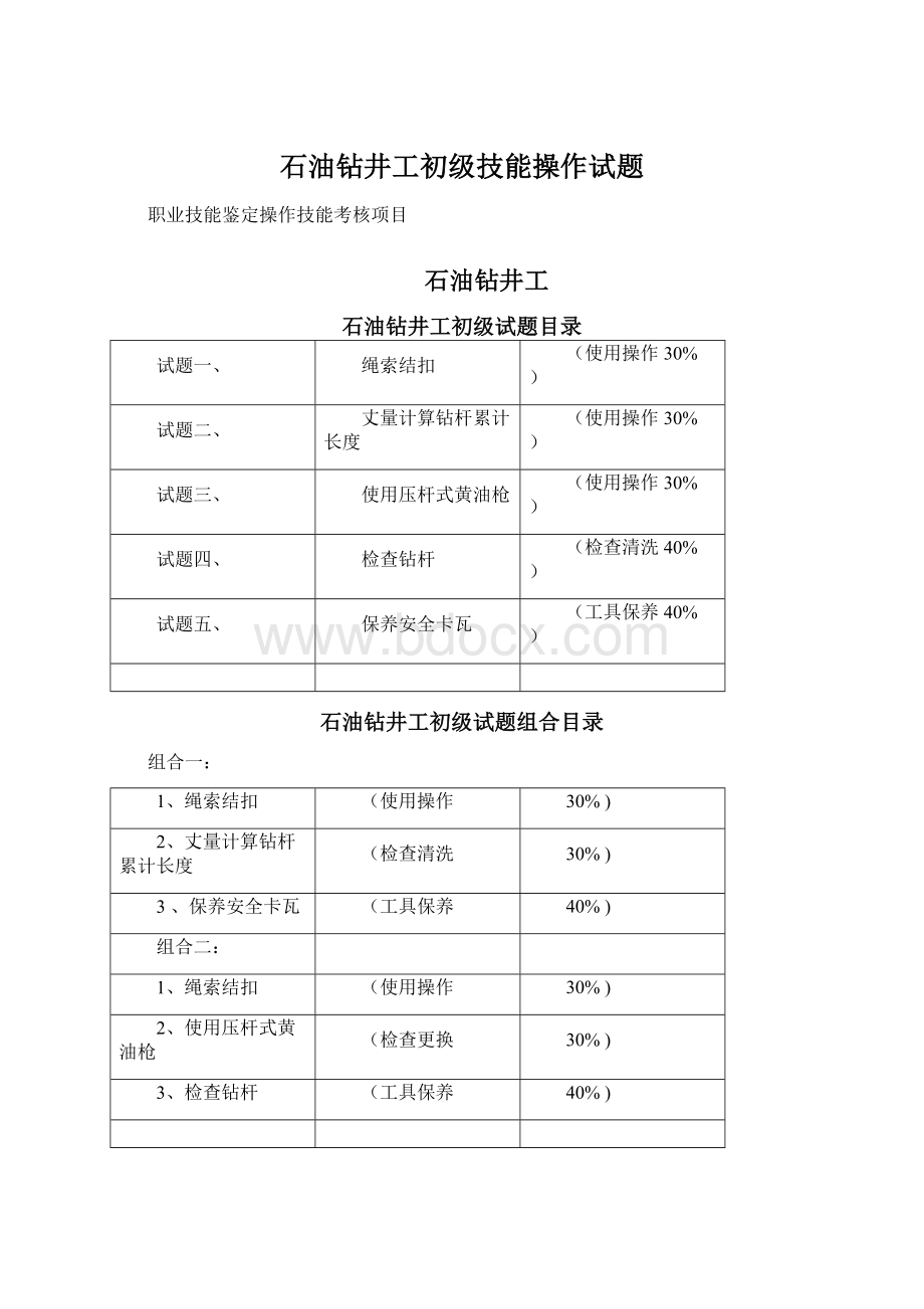 石油钻井工初级技能操作试题.docx