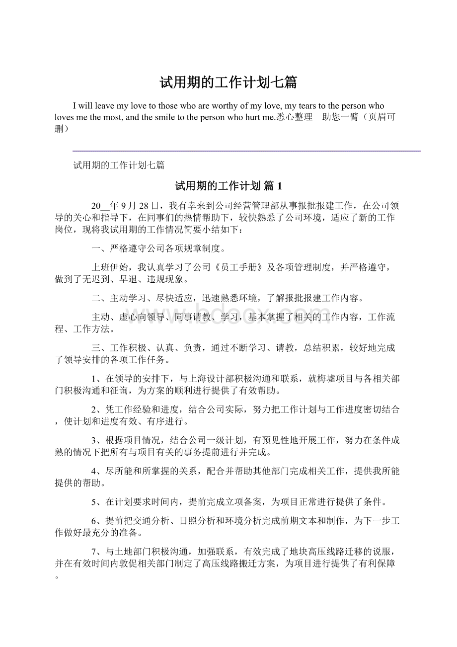 试用期的工作计划七篇.docx_第1页