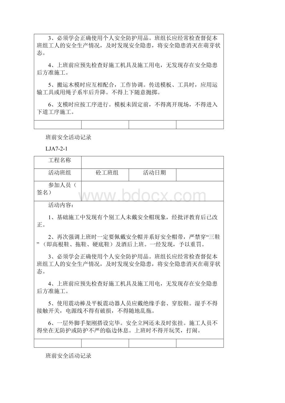 班组班前安全活动记录各工种.docx_第2页