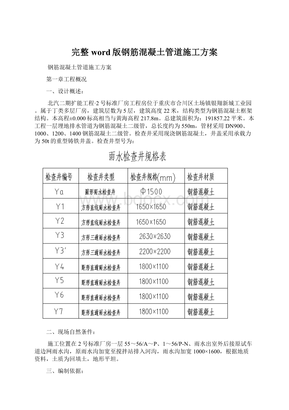 完整word版钢筋混凝土管道施工方案.docx