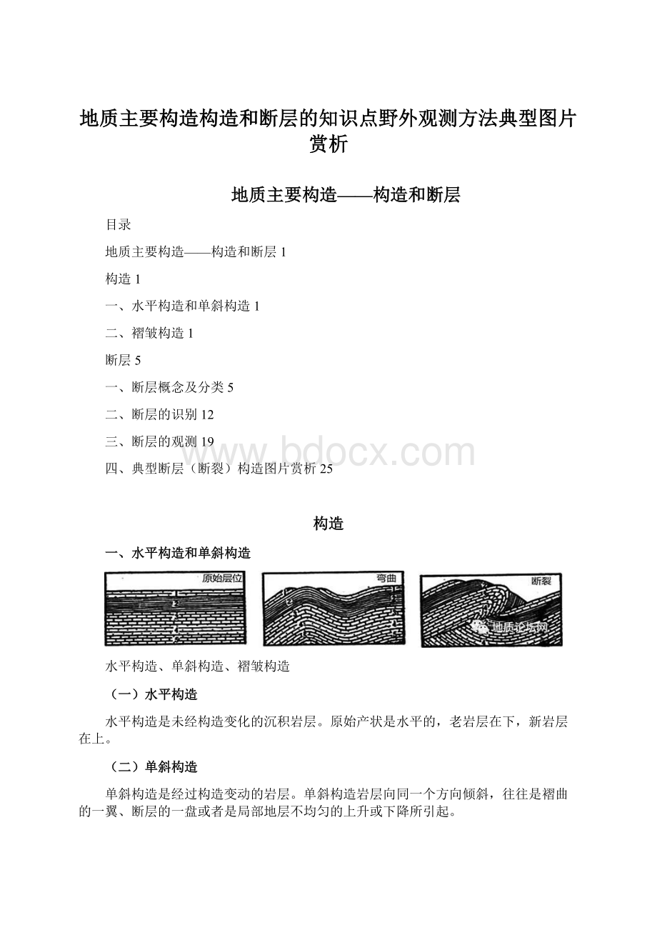 地质主要构造构造和断层的知识点野外观测方法典型图片赏析.docx