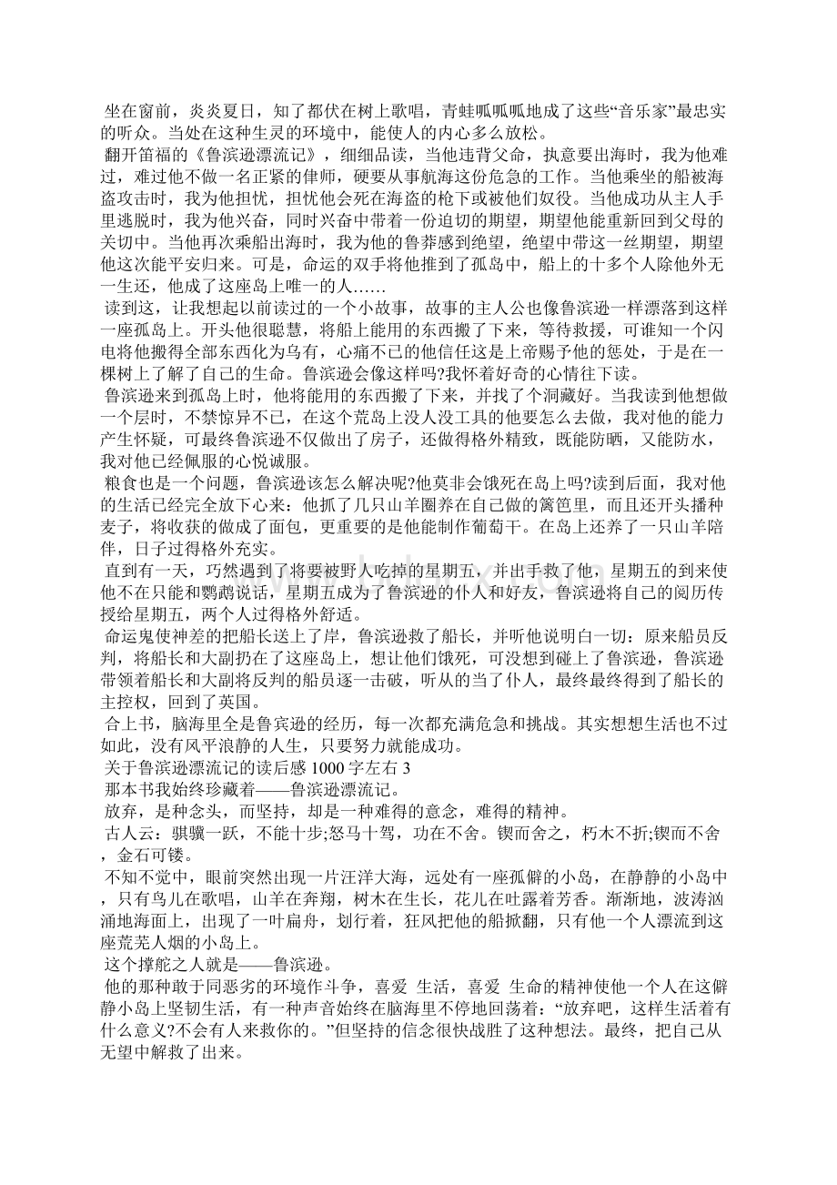 关于鲁滨逊漂流记的读后感1000字左右5篇.docx_第2页