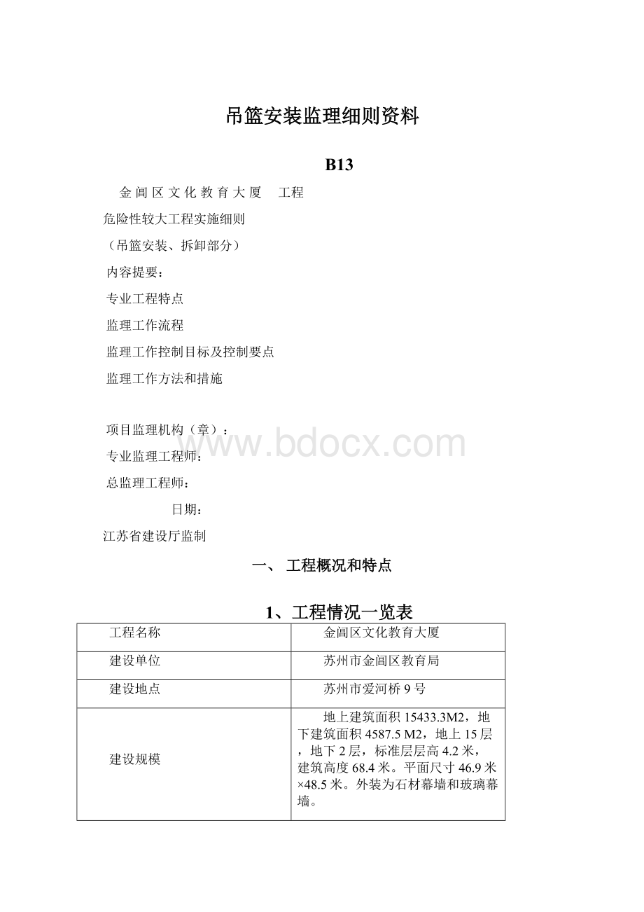 吊篮安装监理细则资料.docx