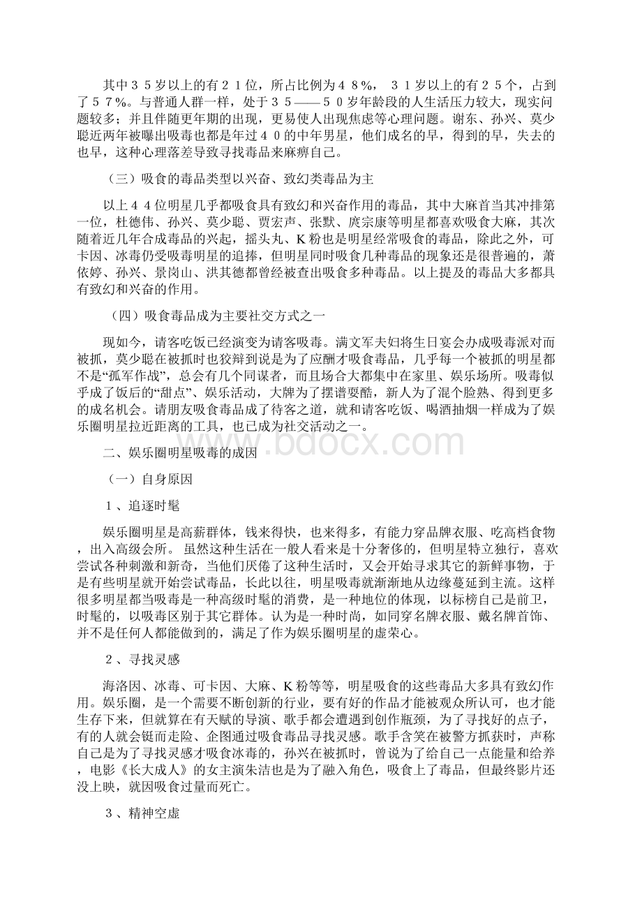 百度精品娱乐圈明星吸毒的危害和对社会的负面影响及对策.docx_第3页