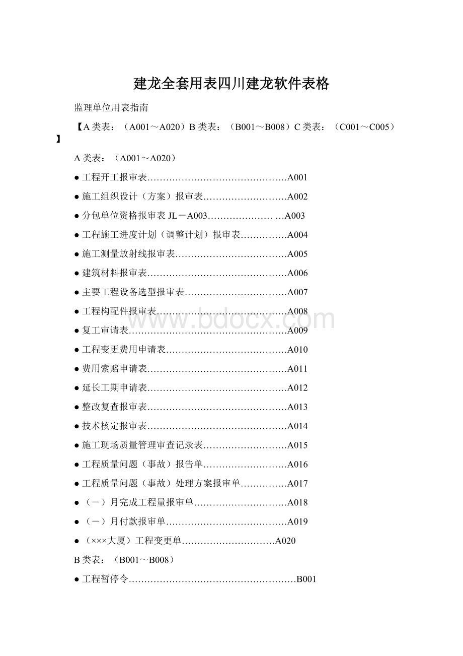 建龙全套用表四川建龙软件表格.docx