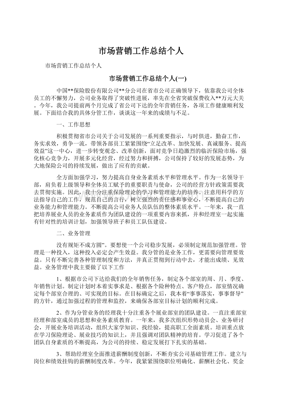 市场营销工作总结个人.docx_第1页