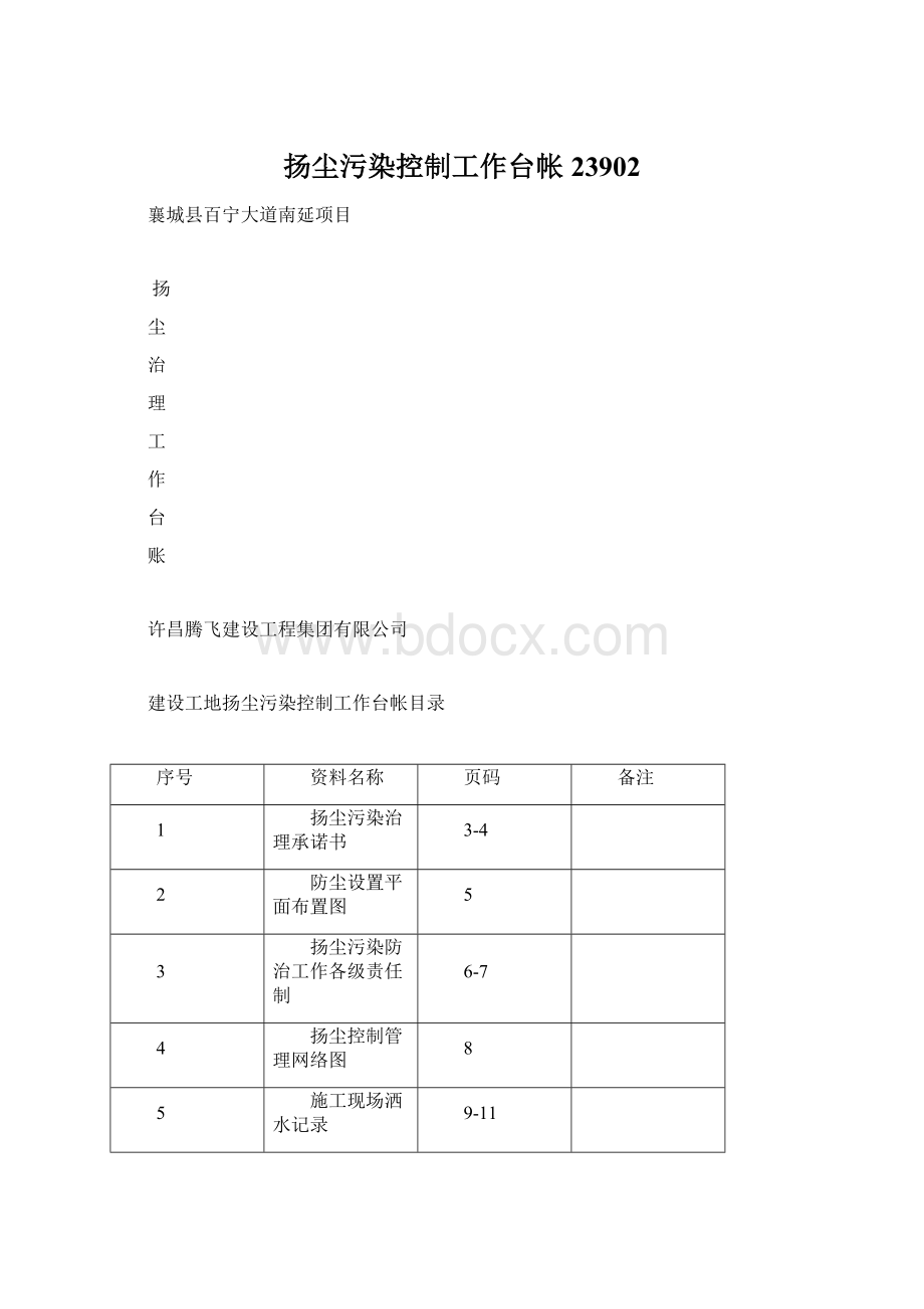 扬尘污染控制工作台帐23902.docx_第1页