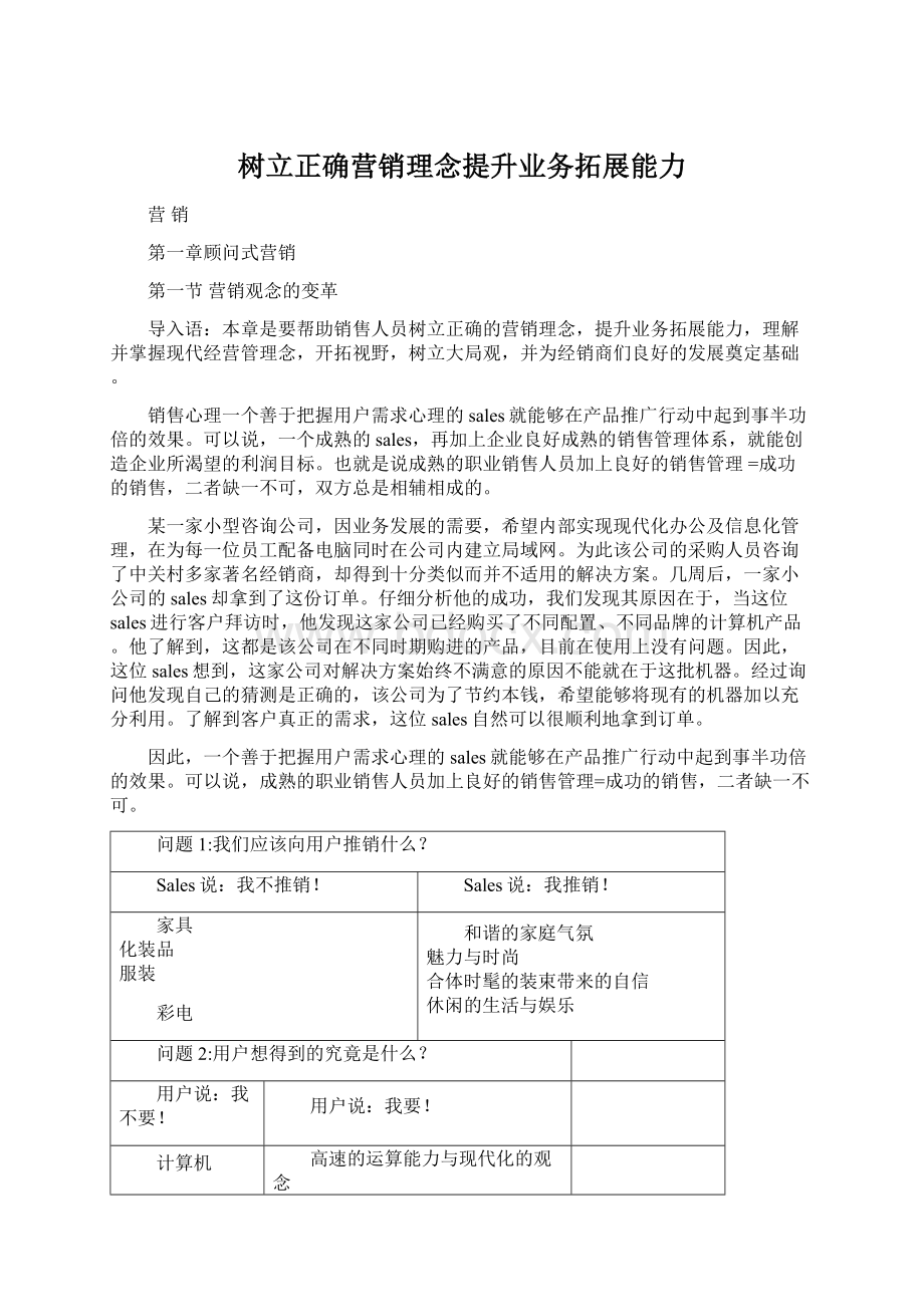 树立正确营销理念提升业务拓展能力.docx