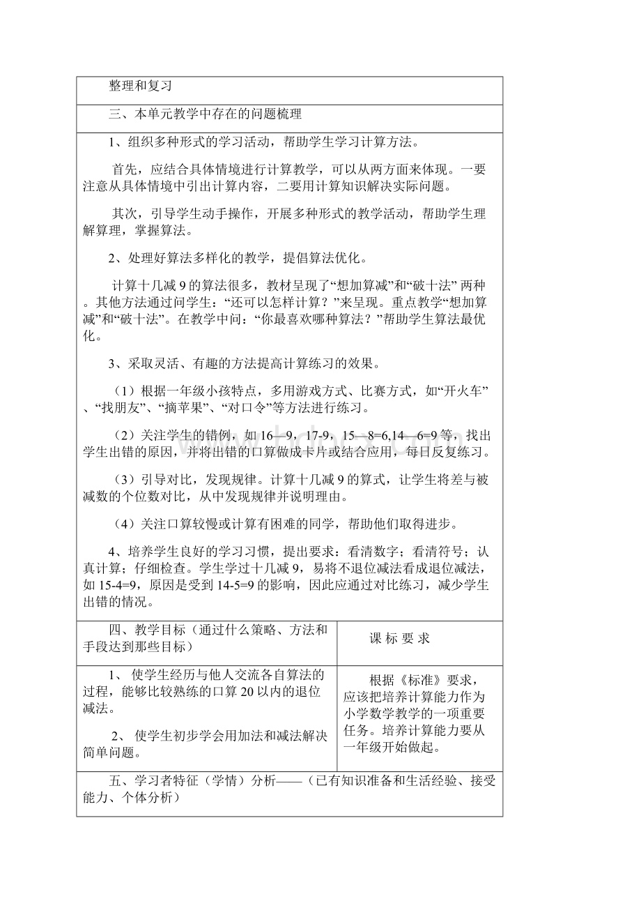 一年级数学下册第二单元《20以内的退位减法》教学计划课时教学设计.docx_第2页