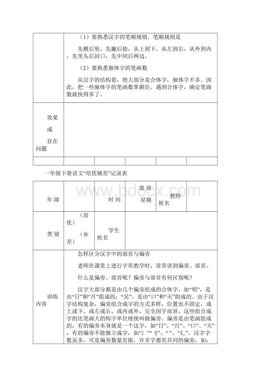 一年级语文下册培优补差记录表.docx_第3页