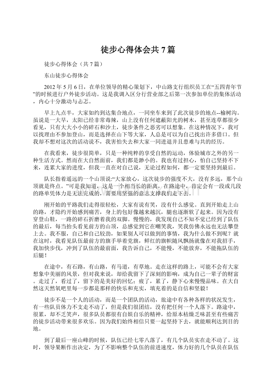 徒步心得体会共7篇.docx