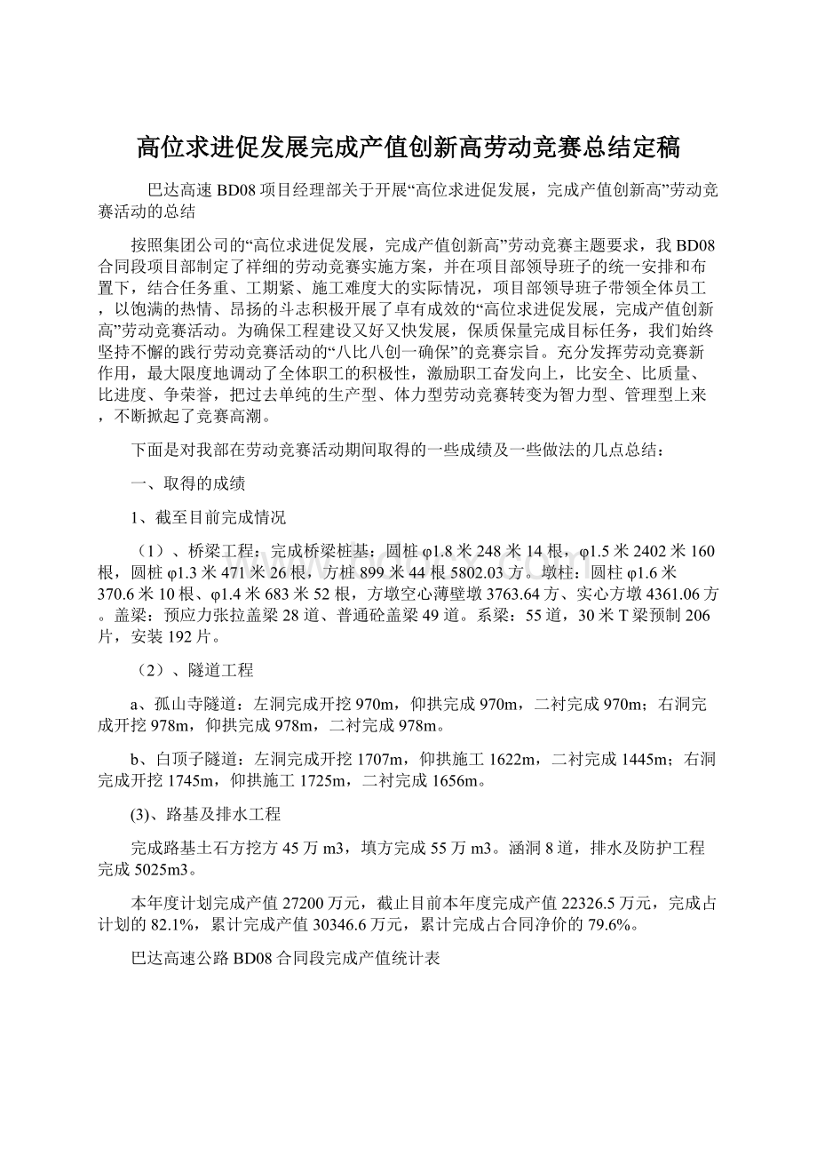 高位求进促发展完成产值创新高劳动竞赛总结定稿.docx_第1页